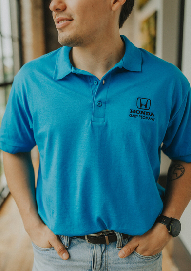 Customer photo for 8800 Gildan 5.6 oz. DryBlend 50/50 Jersey Polo